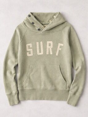 Kapital Surf Hoodie Sage Green Button Neck Pullover Sweatshirt Size 3 (Medium)